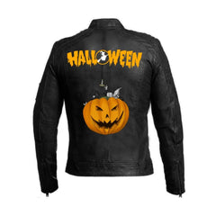 Black Halloween Vintage Biker Cafe Racer Leather Jacket