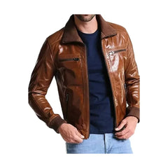 Vintage Brown Cafe Racer Bomber Jacket