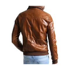 Vintage Brown Cafe Racer Bomber Jacket