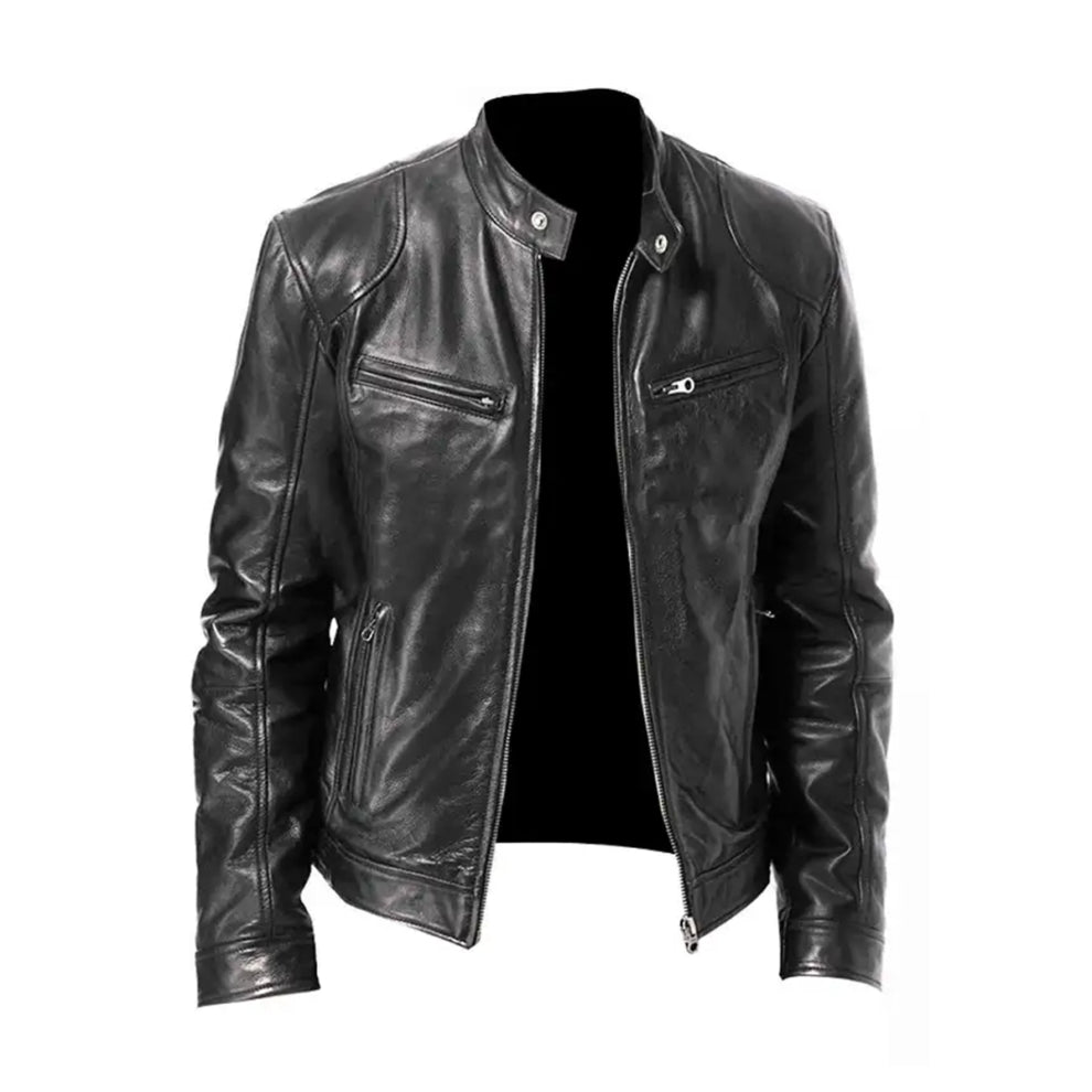 Vintage Cafe Racer Black Retro Biker Genuine Leather Jacket