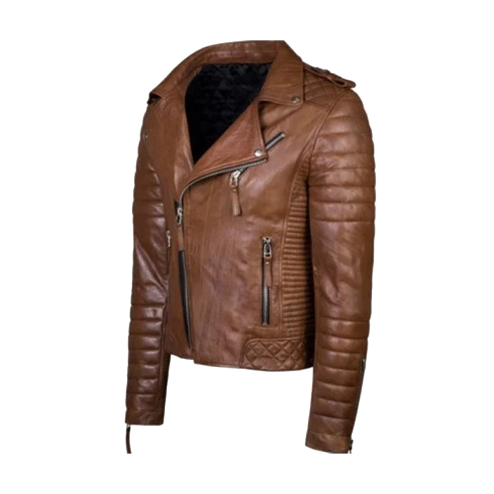 Men’s Brown Quilted Vintage Cafe Racer Leather Jacket