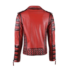 Vintage Red Biker Leather Jacket For Men