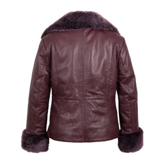 Burgundy Shearling Leather Jacket