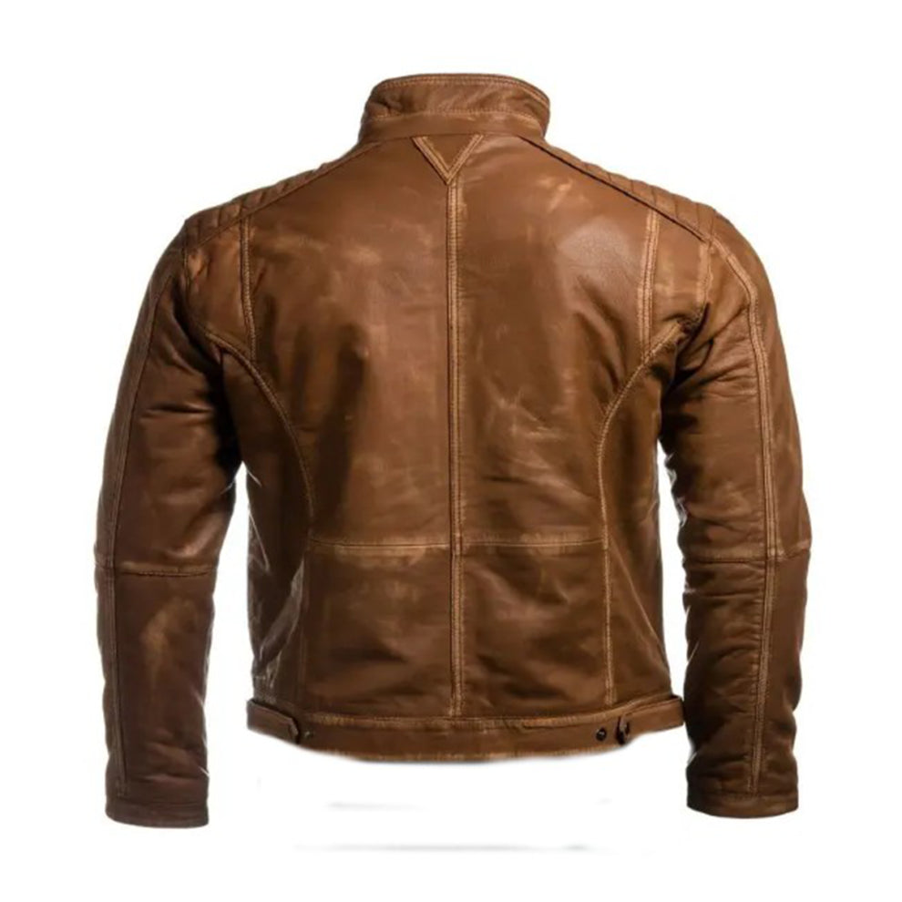 Tan Brown Vintage Biker Leather Jacket