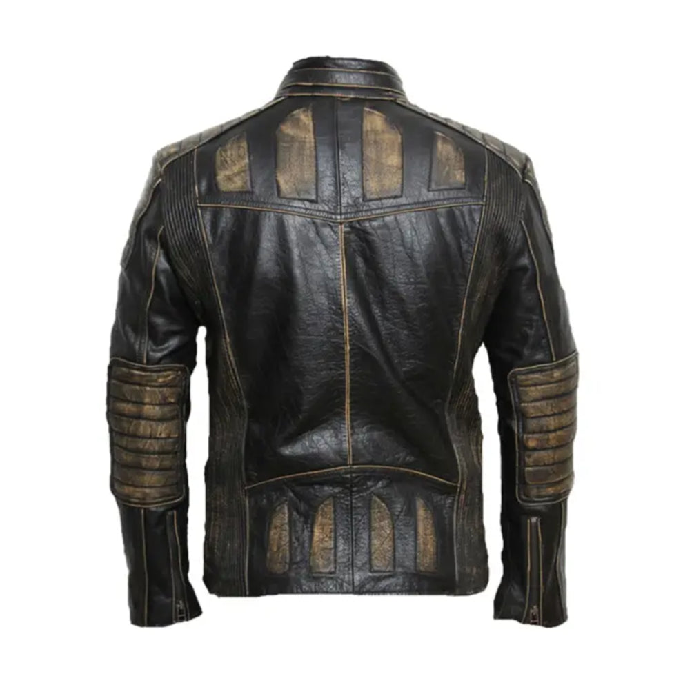 Vintage Black Cow Hide Biker Leather Jacket