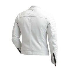 White Motorcycle Cafe Racer Leather Jacket