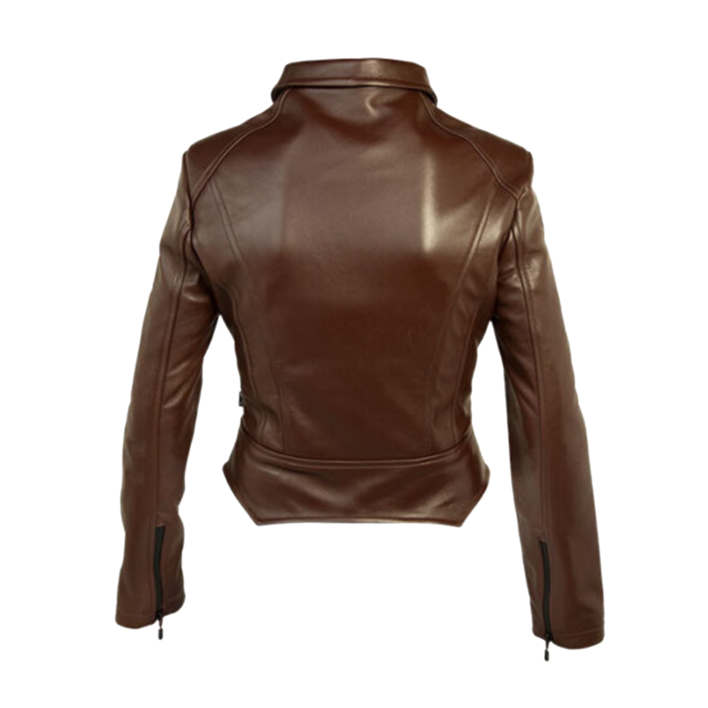 Fully Shined Chocolate Brown Leather Jackets For Women