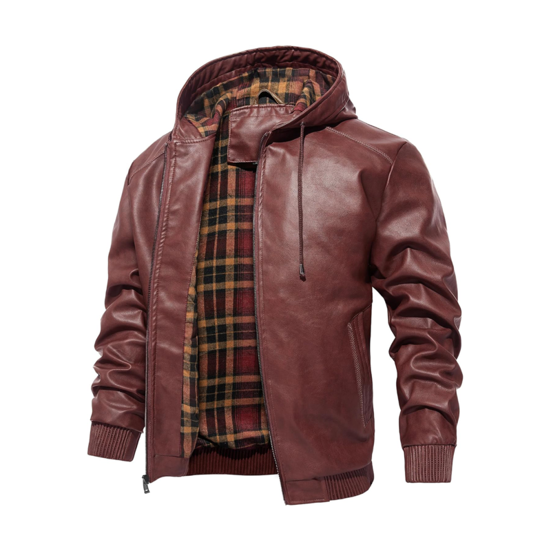 mens red leather jacket